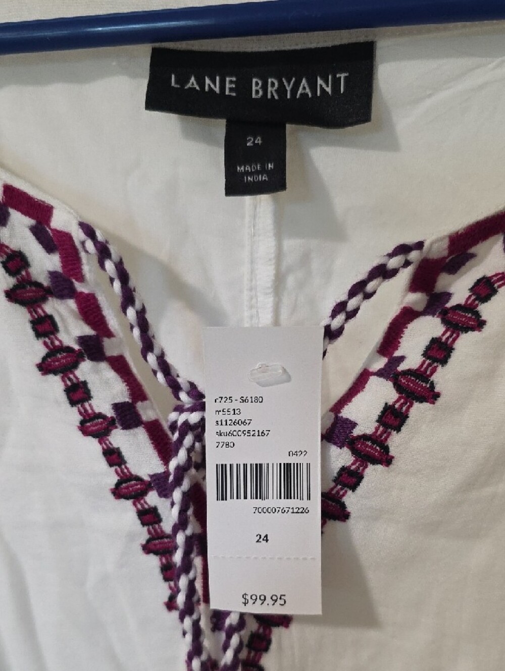 Lane Bryant White Midi Dress with Purple Embroidery - Picture 2 of 7